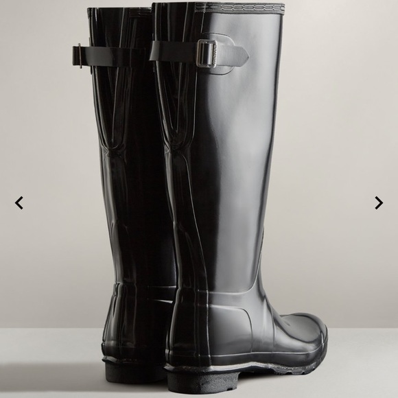 Hunter Women’s Tall Back Adjustable Gloss Rain Boots - Picture 2 of 3